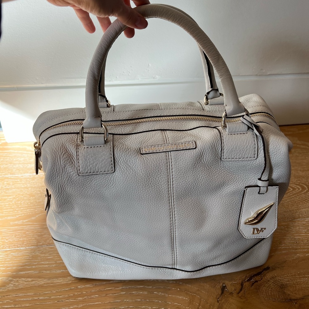 Diane Von Furstenberg Off- White, Chalk Colored Leather Handbag